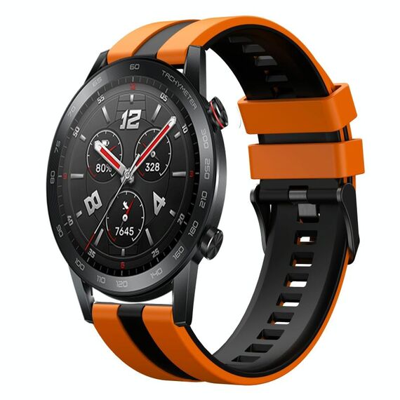 Per Honor Watch GS 3i 22mm cinturino sportivo in silicone bicolore (arancione + nero)