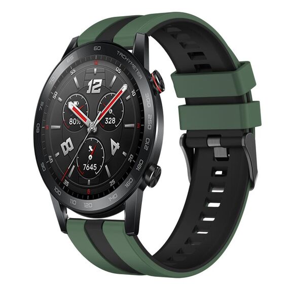 Per Honor Watch GS 3i 22mm cinturino sportivo in silicone bicolore (verde oliva + nero)