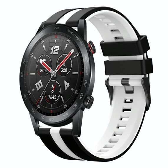 Per Honor Watch GS 3i 22mm cinturino sportivo in silicone bicolore (nero + bianco)
