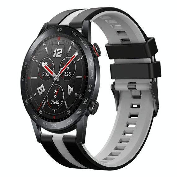 Per Honor Watch GS 3i 22mm cinturino sportivo in silicone bicolore (nero + grigio)