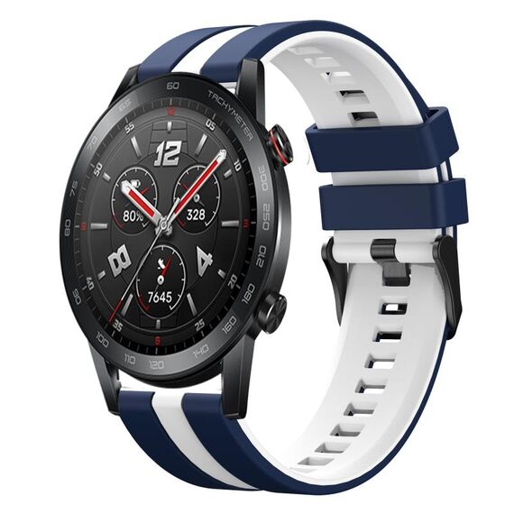 Per Honor Watch GS 3i 22mm cinturino sportivo in silicone bicolore (blu + bianco)