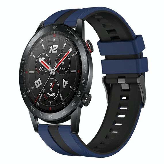 Per Honor Watch GS 3i 22mm cinturino sportivo in silicone bicolore (blu + nero)