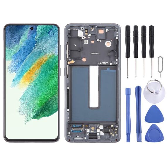 Per Samsung Galaxy S21 FE 5G SM-G990B Digitalizzatore schermo LCD originale assemblaggio completo con cornice (nero)