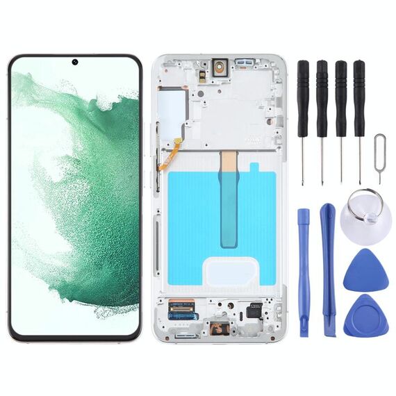 Per Samsung Galaxy S22+ 5G SM-S906B Digitalizzatore schermo LCD originale assemblaggio completo con cornice (bianco)