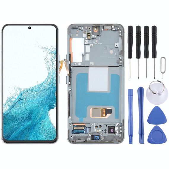 Per Samsung Galaxy S22 5G SM-S901B Schermo LCD originale Digitizer assemblaggio completo con telaio (verde)