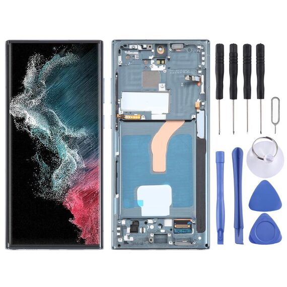 Per Samsung Galaxy S22 Ultra 5G SM-S908B Schermo LCD originale Digitizer assemblaggio completo con cornice (verde)