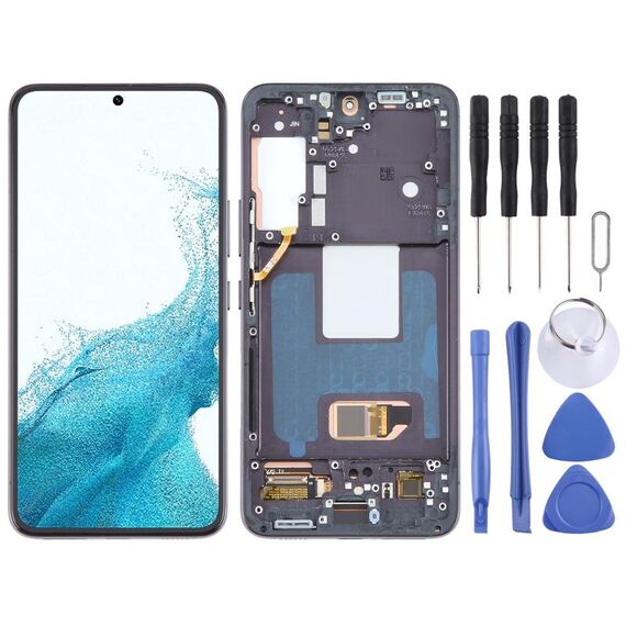 Per Samsung Galaxy S22 5G SM-S901B versione USA OLED LCD Screen Digitizer assemblaggio completo con cornice (nero)