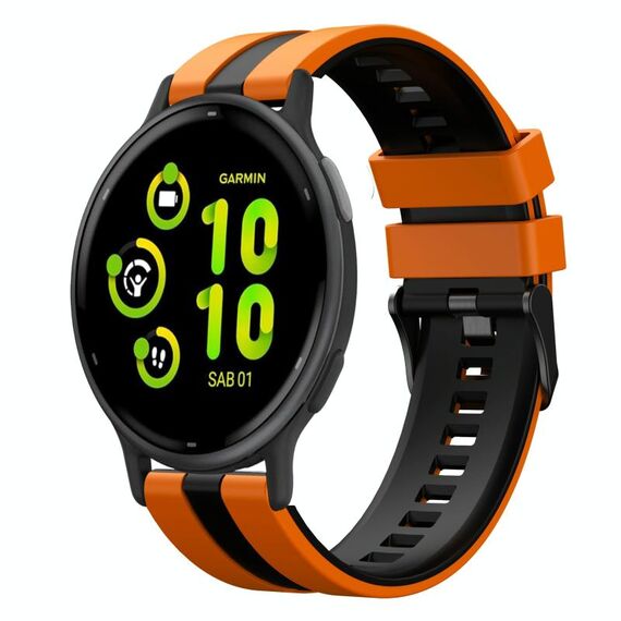 Per Garmin Vivoactive 5 20mm cinturino sportivo in silicone bicolore (arancione+nero)