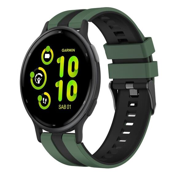 Per Garmin Vivoactive 5 20mm cinturino sportivo in silicone bicolore (verde oliva+nero)
