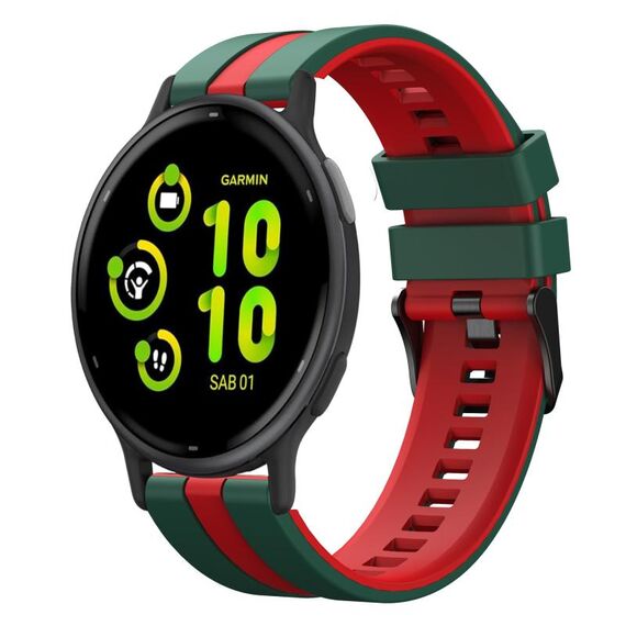 Per cinturino in silicone sportivo bicolore Garmin Vivoactive 5 20mm (verde + rosso)