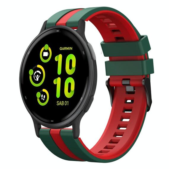 Per cinturino in silicone sportivo bicolore Garmin Active 5 20mm (verde + rosso)