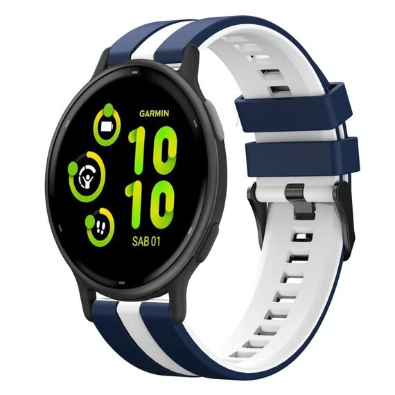 Per Garmin Active 5 20mm cinturino sportivo in silicone bicolore (blu+bianco)