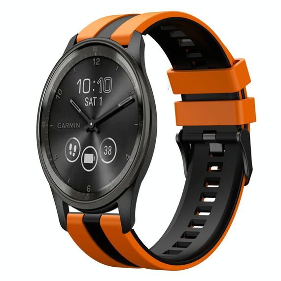 Per GarminMove Trend 20mm cinturino sportivo in silicone bicolore (arancione+nero)