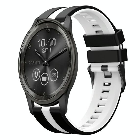 Per GarminMove Trend 20mm cinturino sportivo in silicone bicolore (nero+bianco)