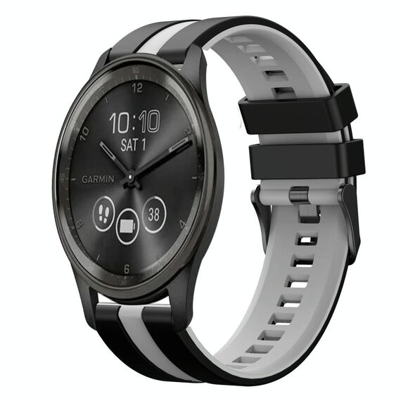 Per cinturino sportivo in silicone bicolore GarminMove Trend da 20 mm (nero + grigio)