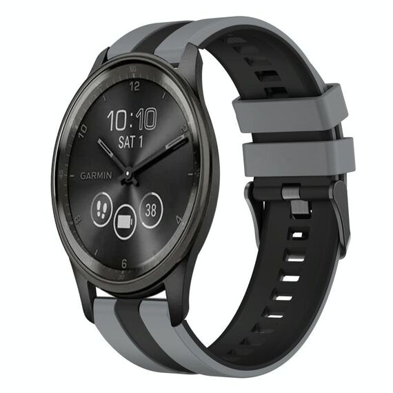 Per cinturino sportivo in silicone bicolore GarminMove Trend da 20 mm (grigio + nero)