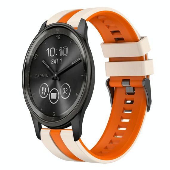 Per cinturino sportivo in silicone bicolore GarminMove Trend da 20 mm (Starlight + arancione)