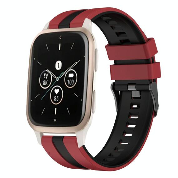Per cinturino sportivo in silicone bicolore Garmin Forerunner Sq2 Music da 20 mm (rosso + nero)