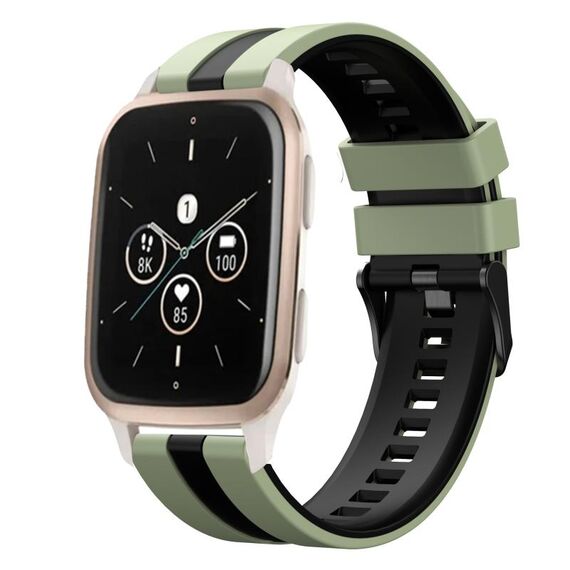 Per cinturino sportivo in silicone bicolore Garmin Forerunner Sq2 Music da 20 mm (verde chiaro + nero)