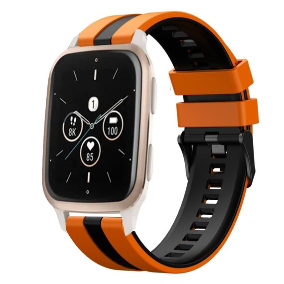 Per Garmin Forerunner Sq2 Music 20mm Cinturino sportivo in silicone bicolore (arancione+nero)