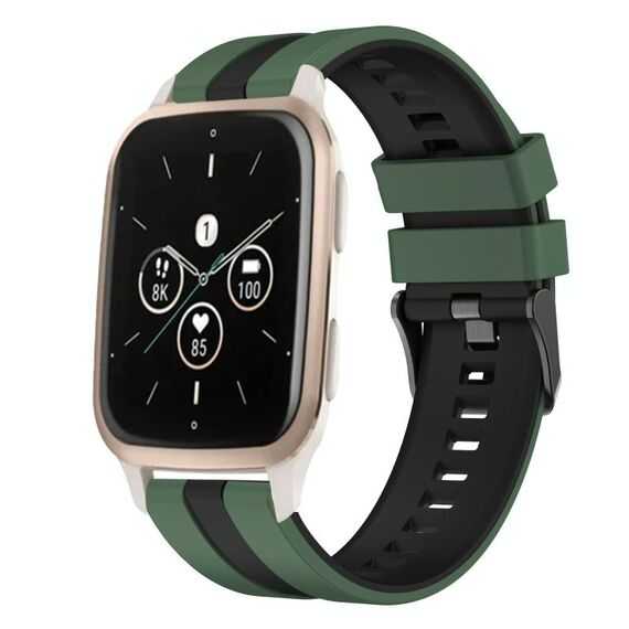 Per cinturino sportivo in silicone bicolore Garmin Forerunner Sq2 Music da 20 mm (verde oliva + nero)
