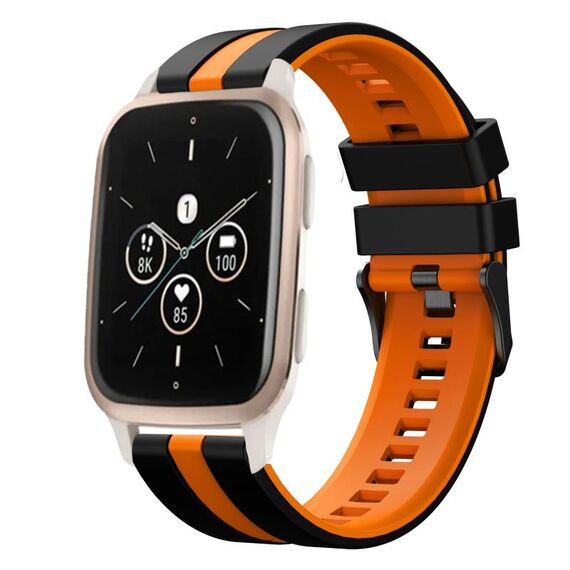 Per cinturino sportivo in silicone bicolore Garmin Forerunner Sq2 Music da 20 mm (nero + arancione)