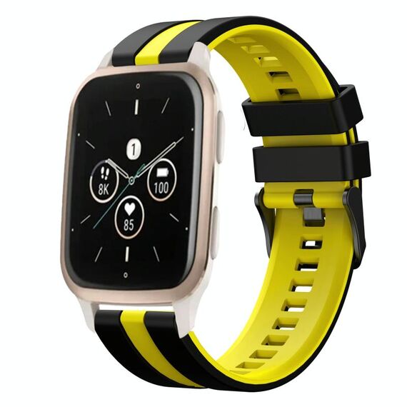 Per cinturino sportivo in silicone bicolore Garmin Forerunner Sq2 Music da 20 mm (nero + giallo)