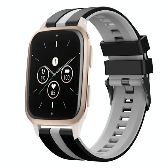 Per cinturino sportivo in silicone bicolore Garmin Forerunner Sq2 Music da 20 mm (nero + grigio)