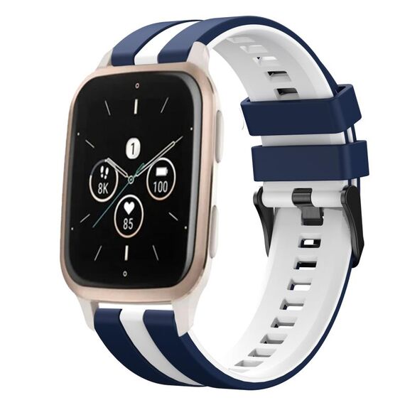 Per cinturino sportivo in silicone bicolore Garmin Forerunner Sq2 Music da 20 mm (blu + bianco)