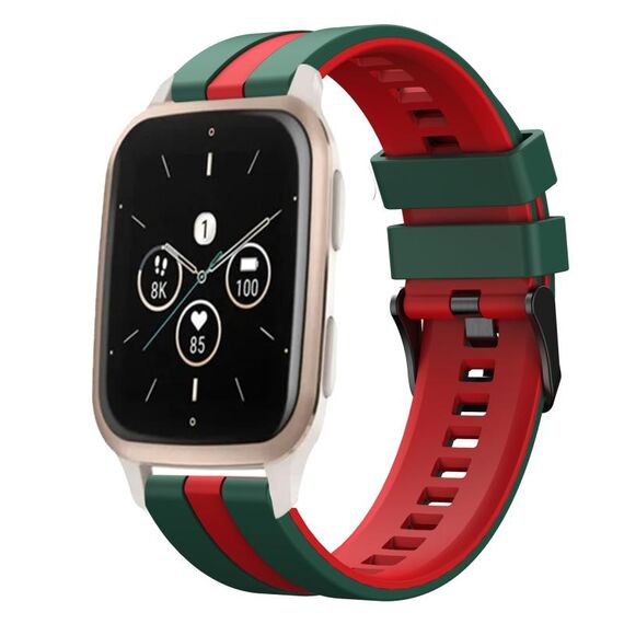 Per cinturino in silicone sportivo bicolore Garmin Forerunner Sq2 da 20 mm (verde + rosso)