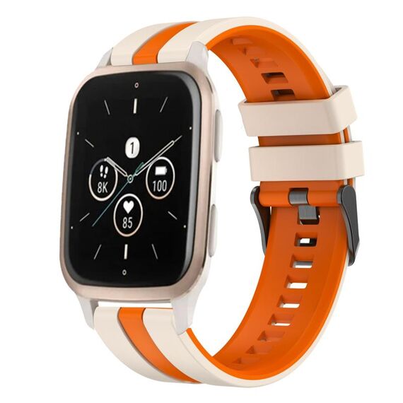 Per cinturino sportivo in silicone bicolore Garmin Forerunner Sq2 da 20 mm (Starlight + arancione)