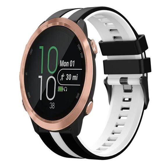 Per Garmin Forerunner 645 Music 20mm cinturino sportivo in silicone bicolore (nero + bianco)