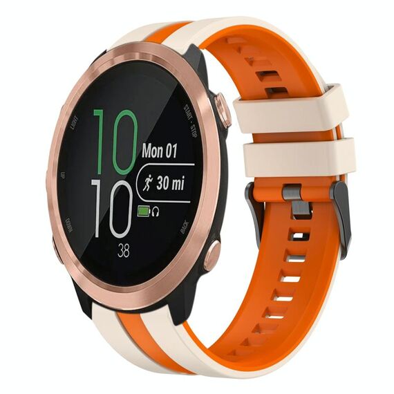 Per Garmin Forerunner 645 Music 20mm cinturino sportivo in silicone bicolore (Starlight + arancione)