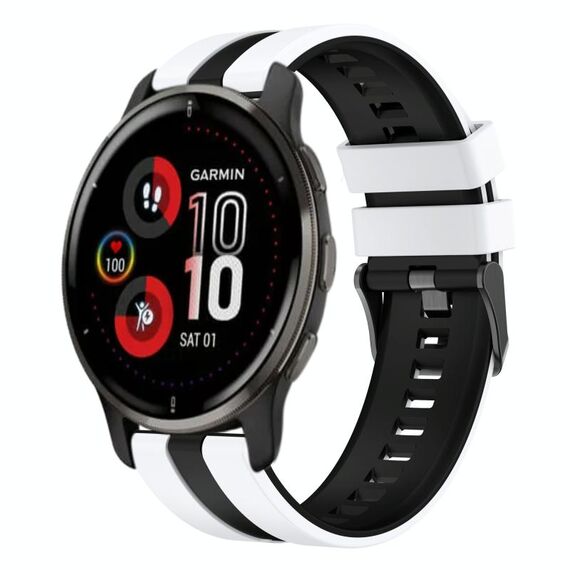 Per cinturino sportivo in silicone bicolore Garmin Venu 2 Plus da 20 mm (bianco + nero)