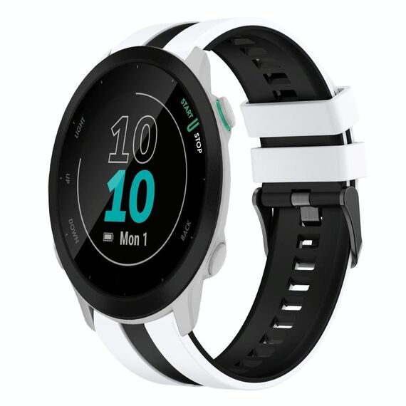 Per cinturino in silicone sportivo bicolore Garmin Forerunner 55 da 20 mm (bianco + nero)
