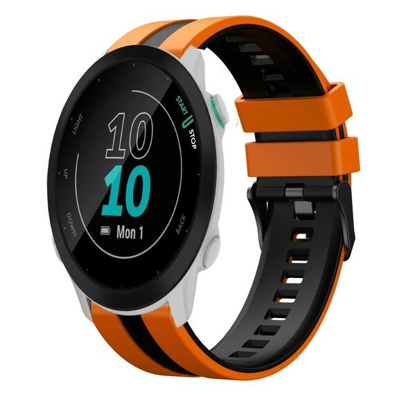 Per Garmin Forerunner 55 20mm cinturino sportivo in silicone bicolore (arancione+nero)