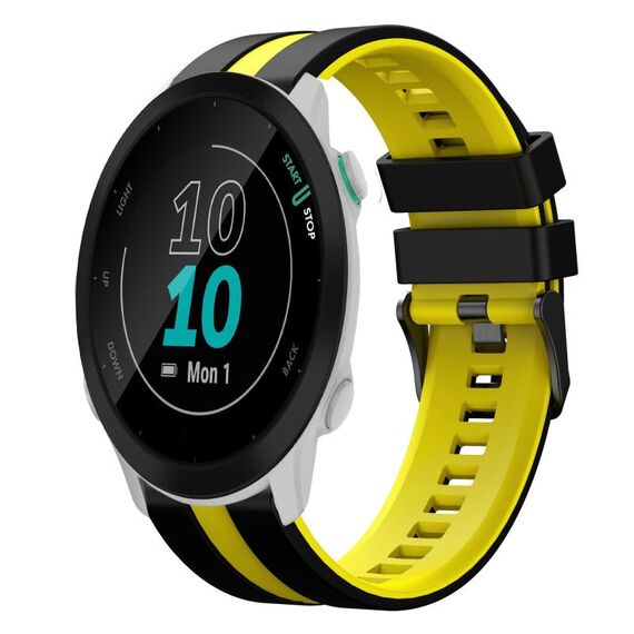 Per cinturino in silicone sportivo bicolore Garmin Forerunner 55 da 20 mm (nero + giallo)