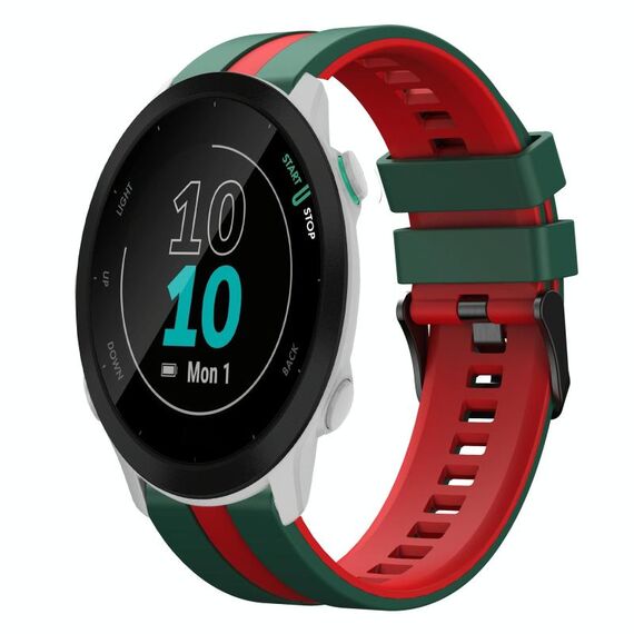 Per cinturino in silicone sportivo bicolore Garmin Forerunner 55 da 20 mm (verde + rosso)