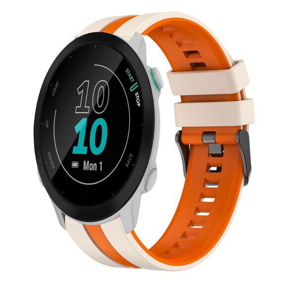 Per Garmin Forerunner 55 cinturino sportivo in silicone bicolore da 20 mm (Starlight + arancione)