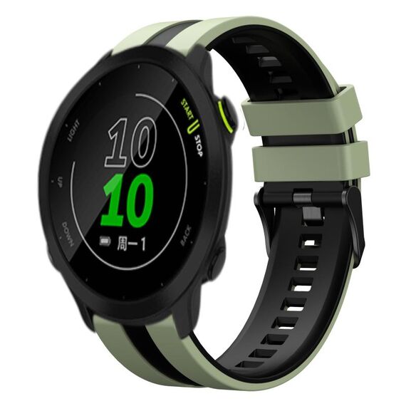 Per Garmin Forerunner 158 cinturino sportivo in silicone bicolore da 20 mm (verde chiaro + nero)