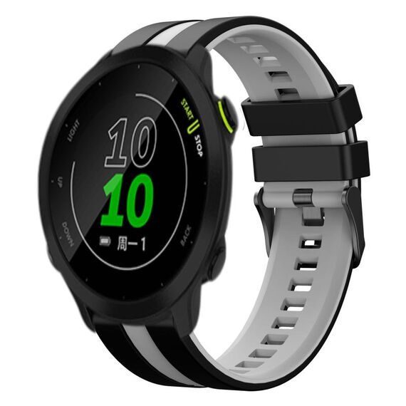 Per cinturino in silicone sportivo bicolore Garmin Forerunner 158 da 20 mm (nero + grigio)