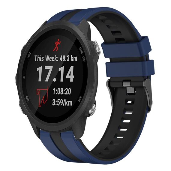 Per cinturino in silicone sportivo bicolore Garmin Forerunner 245 Music da 20 mm (blu + nero)