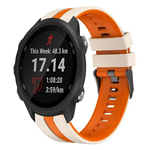 Per Garmin Forerunner 245 Music 20mm Cinturino sportivo in silicone bicolore (Starlight+arancione)