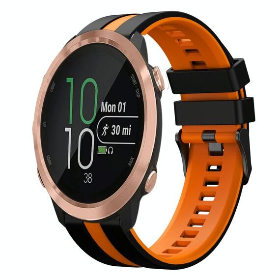 Per cinturino in silicone sportivo bicolore Garmin Forerunner 645 da 20 mm (nero + arancione)