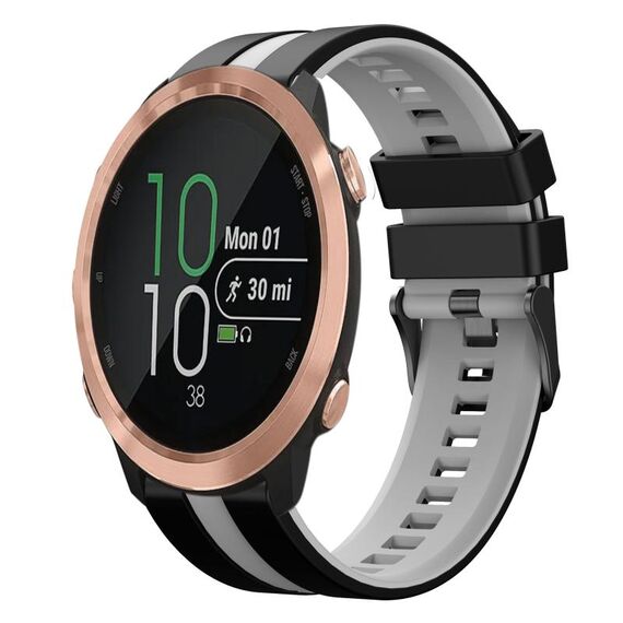 Per cinturino in silicone sportivo bicolore Garmin Forerunner 645 da 20 mm (nero + grigio)