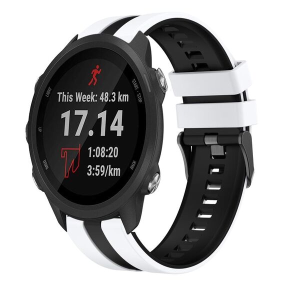 Per cinturino in silicone sportivo bicolore Garmin Forerunner 245 da 20 mm (bianco + nero)