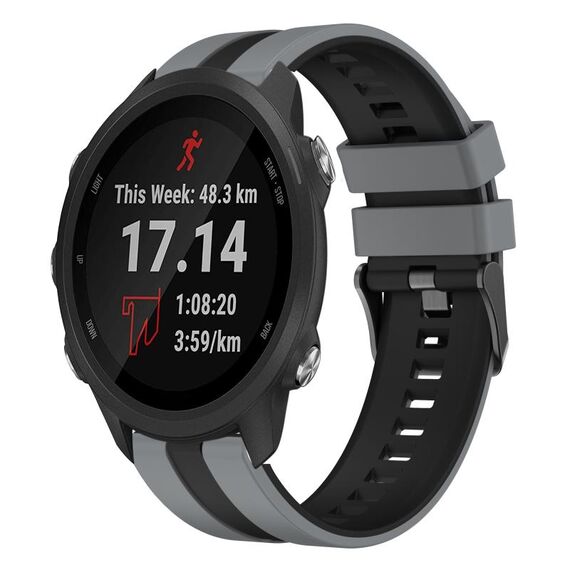 Per cinturino in silicone sportivo bicolore Garmin Forerunner 245 da 20 mm (grigio + nero)