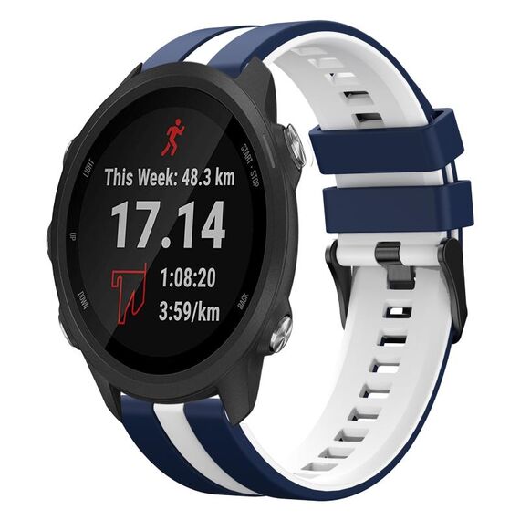 Per cinturino in silicone sportivo bicolore Garmin Forerunner 245 da 20 mm (blu + bianco)