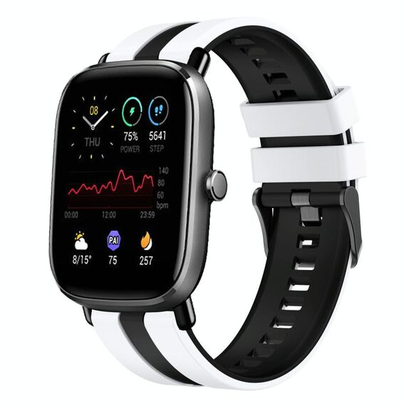 Per Amazfit GTS 2 Mini cinturino sportivo in silicone bicolore da 20 mm (bianco + nero)