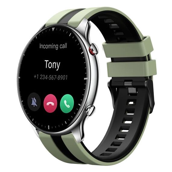 Per Amazfit GTR 2 22mm cinturino sportivo in silicone bicolore (verde chiaro + nero)